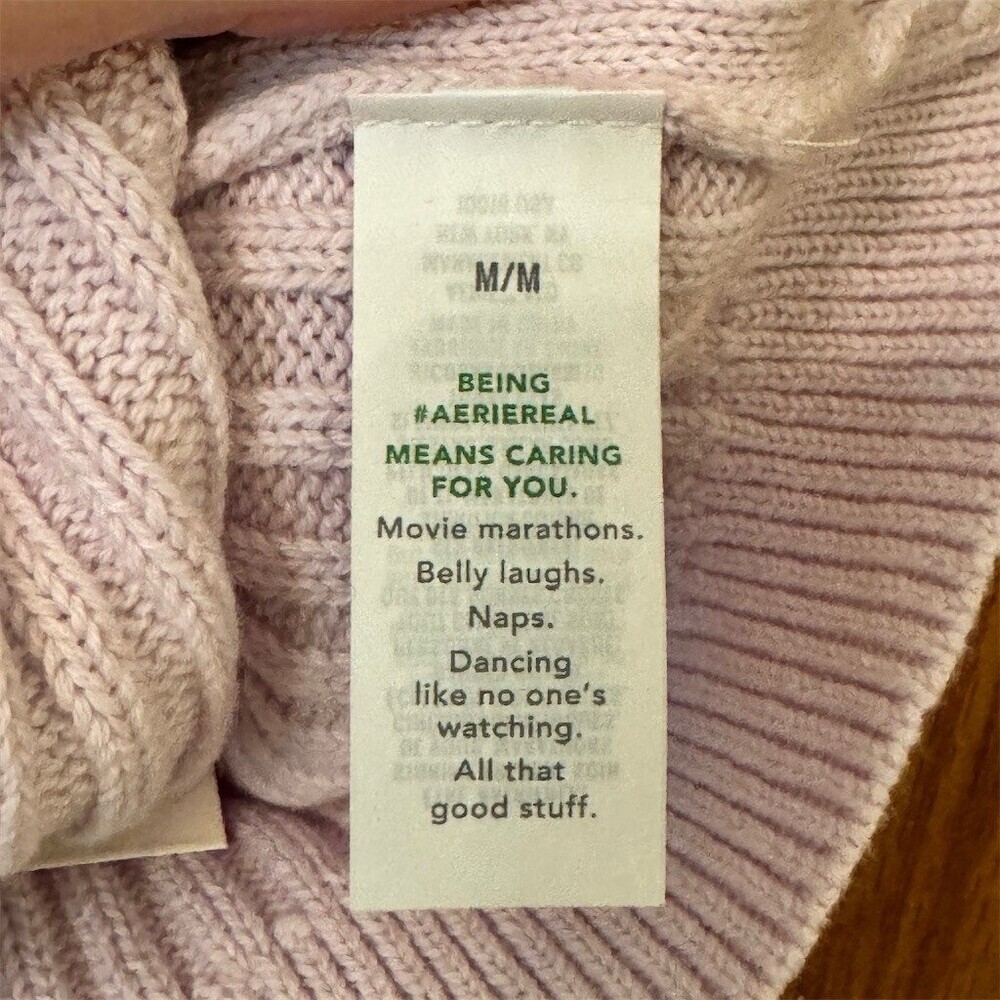 Aerie Tank Top Womens Size M Lavender Purple Ribbed Knit Cropped V-Neck New - Picture 5 of 6